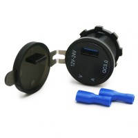 Вольтметр, амперметр, USB QC 3.0 «Kombi» (синяя подсветка, 12-24V)