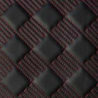 Экокожа стёганая «intipi» Chess (чёрный/красный, ширина 1.35 м, толщина 5.85 мм)
