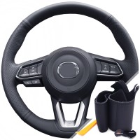 Оплетка на руль из «Premium» экокожи Mazda CX-9 2016-2019 г.в. (для руля со штатной кожей, черная)
