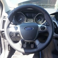 Оплетка на руль из натуральной кожи Ford Focus III (C346) 2011-2015 г.в. (для руля без штатной кожи, черная)