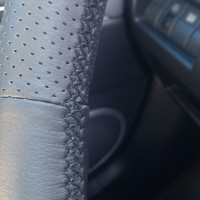 Оплетка на руль из натуральной кожи Mazda 5-I (CR) 2007-2010 г.в. (для замены штатной кожи, черная)