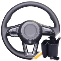 Оплетка на руль из «Premium» экокожи Mazda 3 2017-2019 г. в. (для руля без штатной кожи, черная)